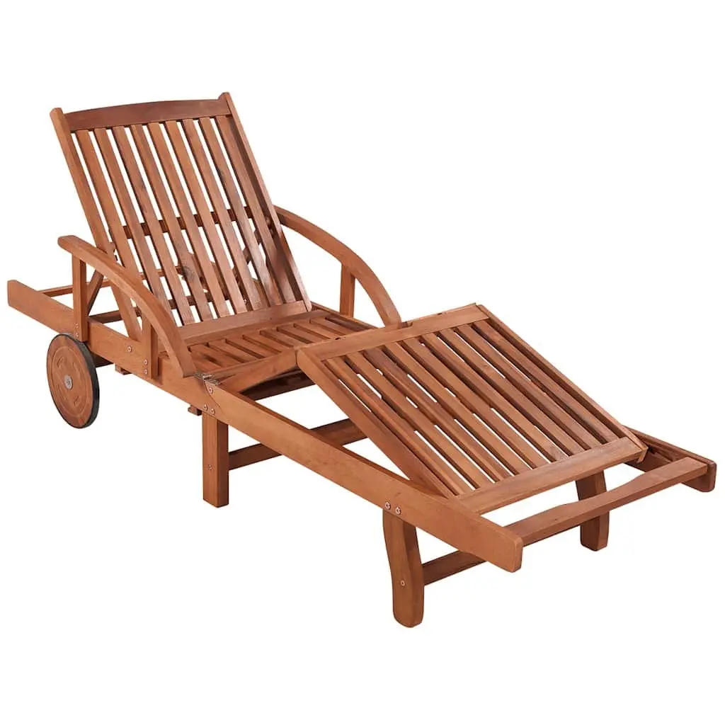 Sun Lounger Outdoor Garden Patio Adjustable Backrest with Wheels and Cushion