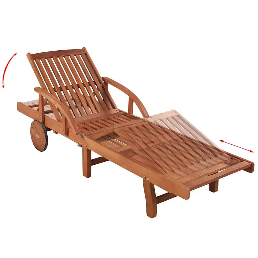 Sun Lounger Outdoor Garden Patio Adjustable Backrest with Wheels and Cushion