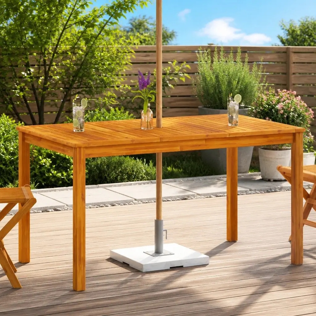 Outdoor Garden Dining Table 140x80x74cm Solid Acacia Wood Brown
