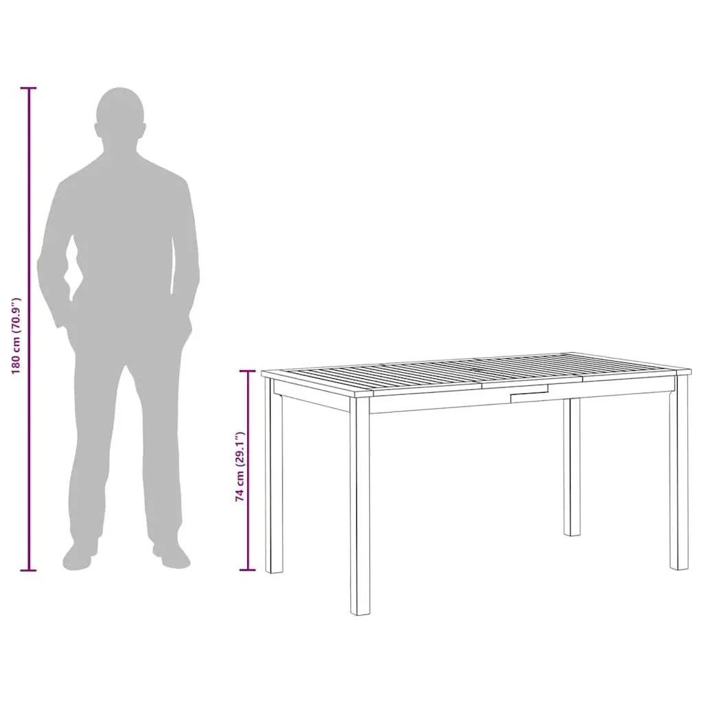 Outdoor Garden Dining Table 140x80x74cm Solid Acacia Wood Brown