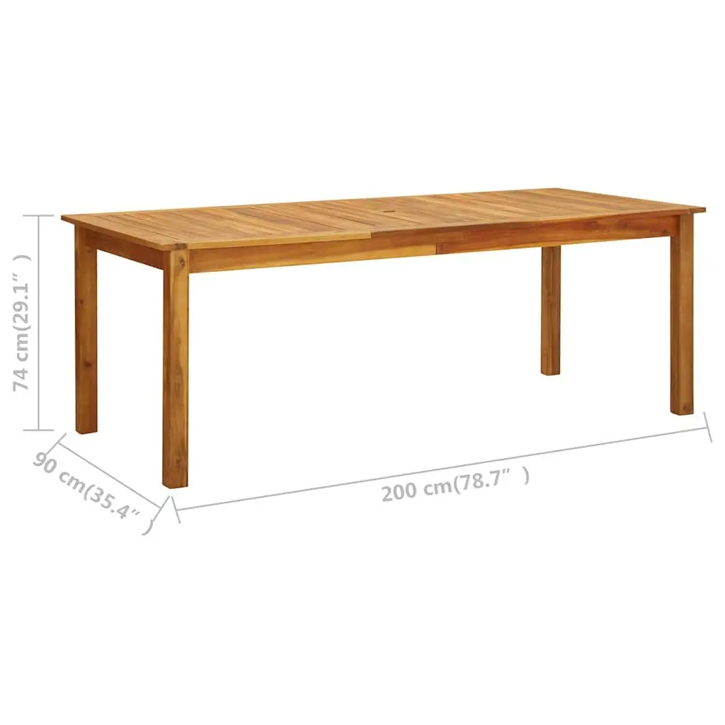 Solid Acacia Wood Garden Table 200x90x74 cm Outdoor Dining Furniture Brown