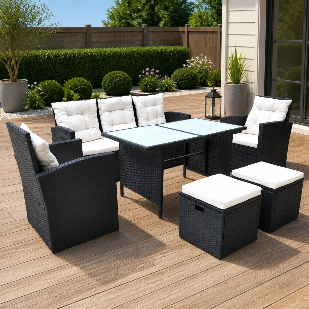 Outdoor Dining Set 6 Piece Patio Garden Furniture Table Sofa Chair