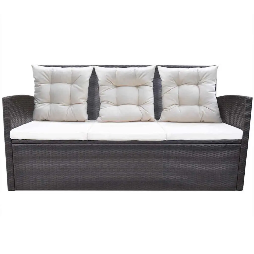 Outdoor Dining Set 6 Piece Rattan Furniture Garden Patio Brown with Cushions