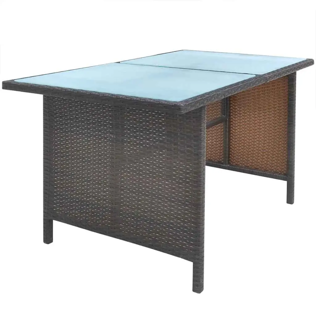 Outdoor Dining Set 6 Piece Rattan Furniture Garden Patio Brown with Cushions