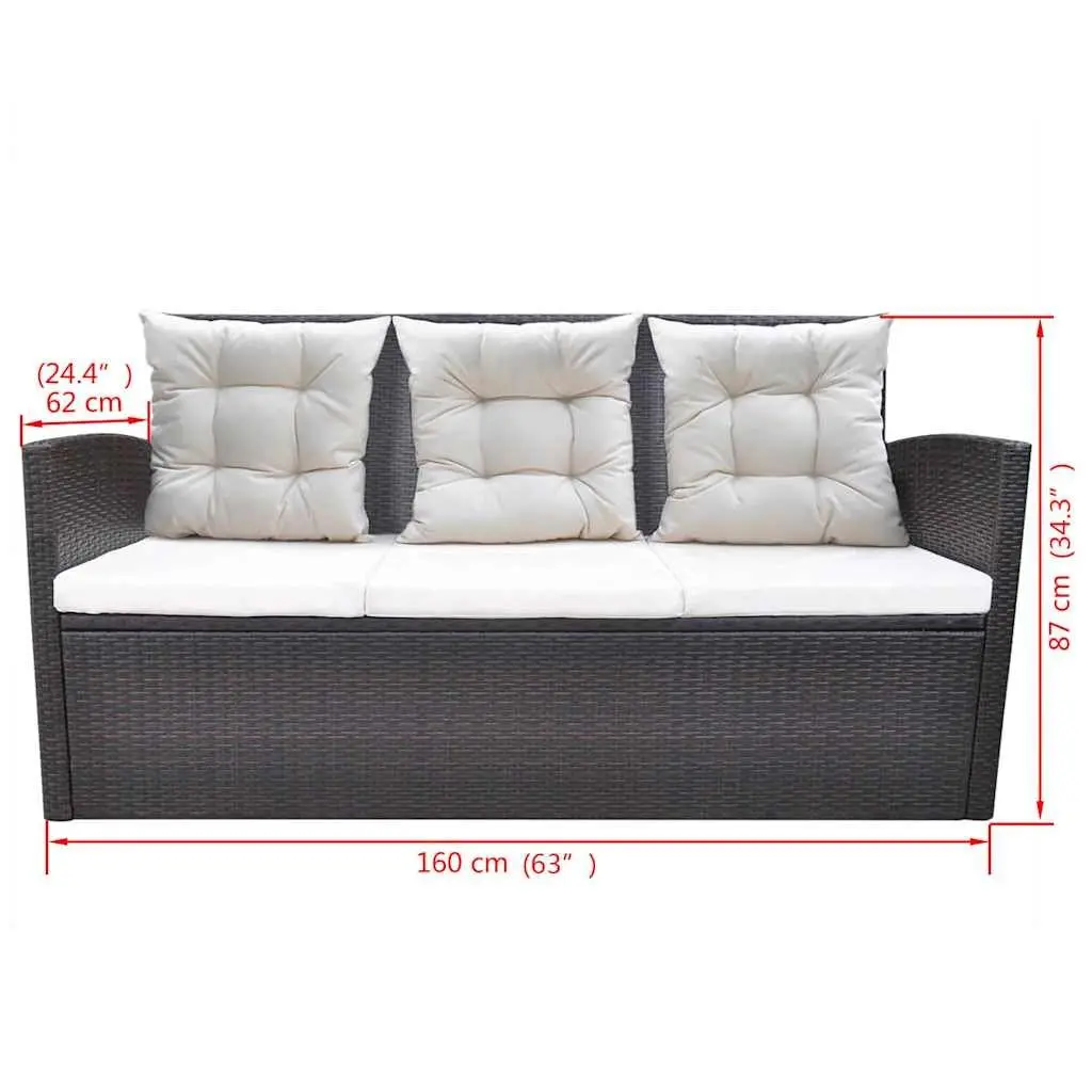 Outdoor Dining Set 6 Piece Rattan Furniture Garden Patio Brown with Cushions