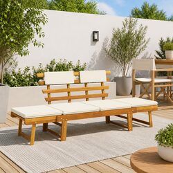 Outdoor Garden Bench Sun Lounger Day Bed - 190 cm Acacia Wood