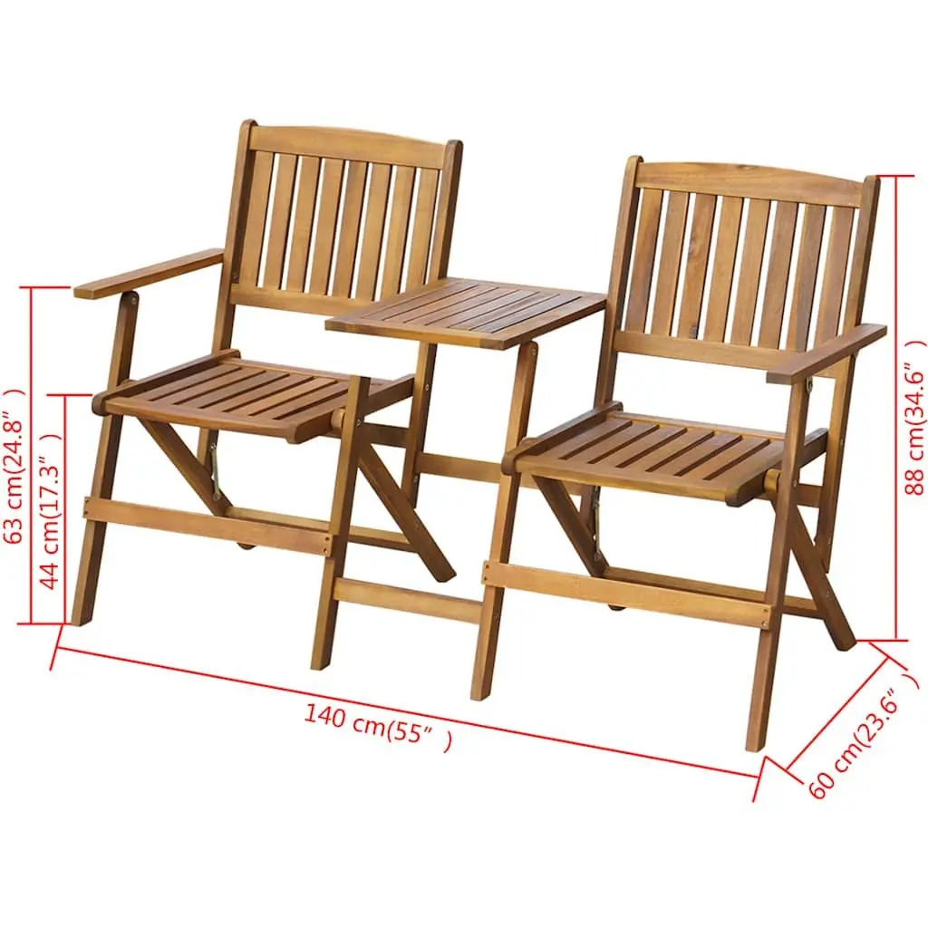Folding Garden Bench with Tea Table for Outdoor Use 140cm
