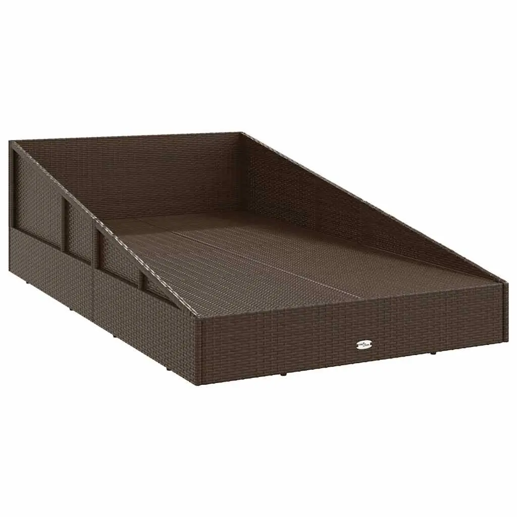 Outdoor Daybed for Garden Patio 110 x 200 cm Brown 2-Person Sun Bed with Cushions and Pillows