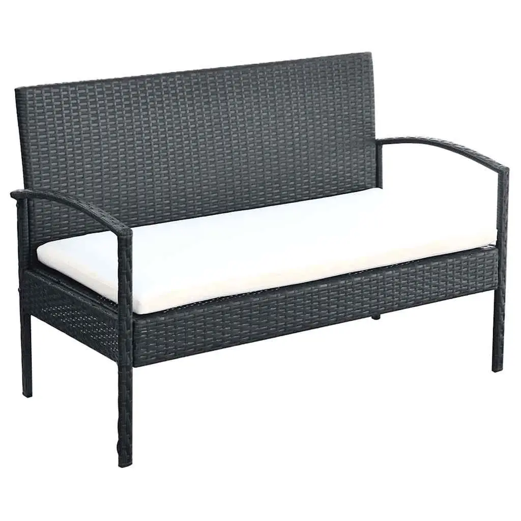Garden Lounge Set 4 Piece Outdoor Sofa Chairs Coffee Table Black