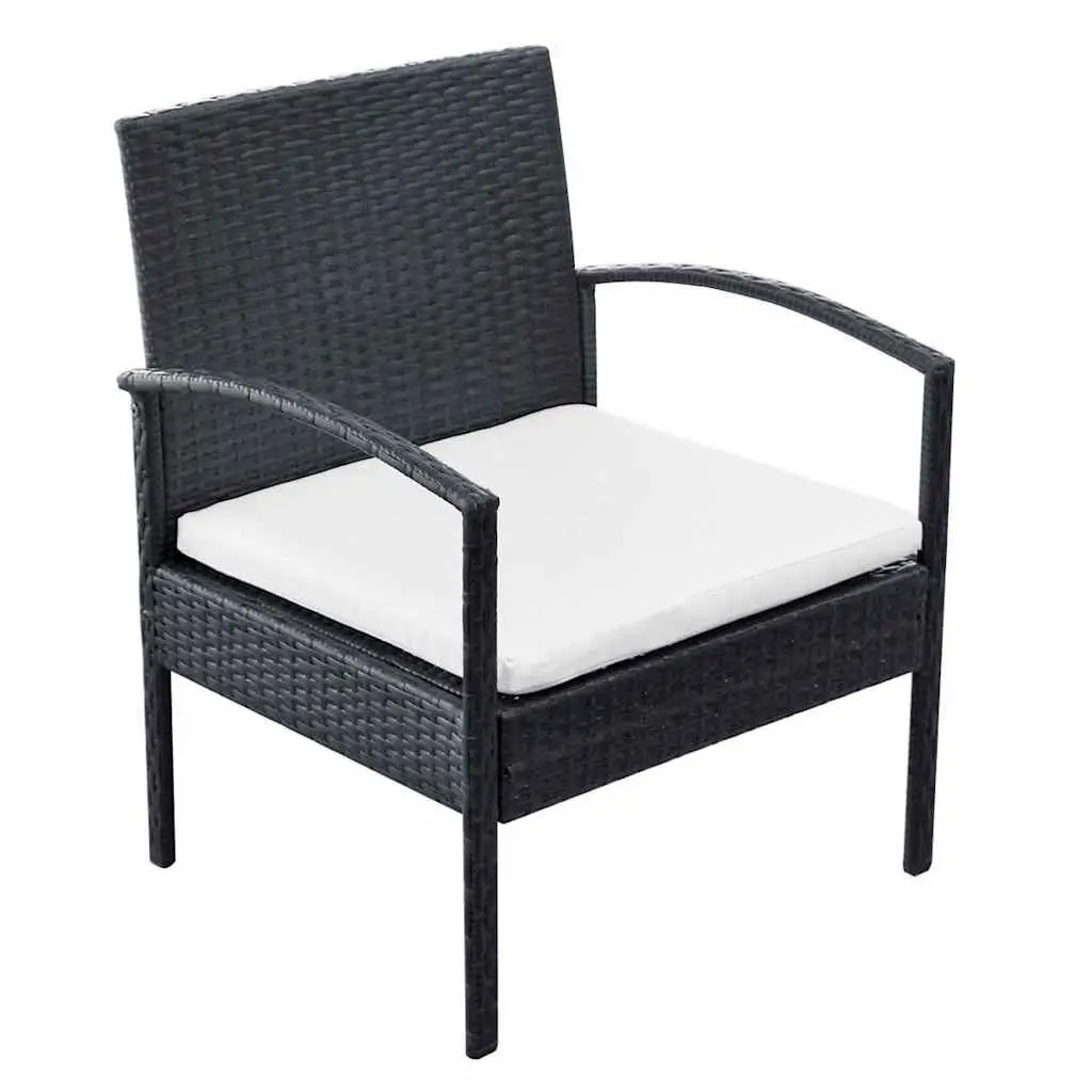 Garden Lounge Set 4 Piece Outdoor Sofa Chairs Coffee Table Black