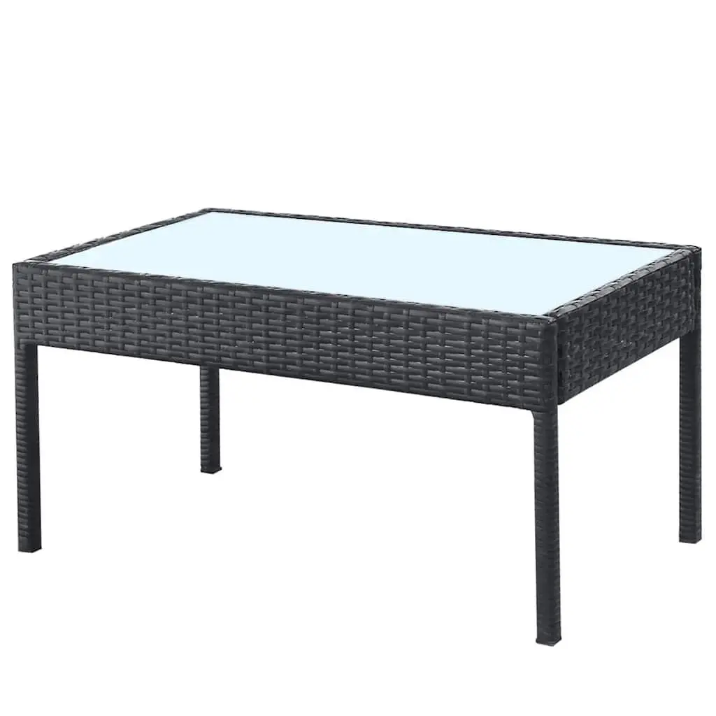 Garden Lounge Set 4 Piece Outdoor Sofa Chairs Coffee Table Black