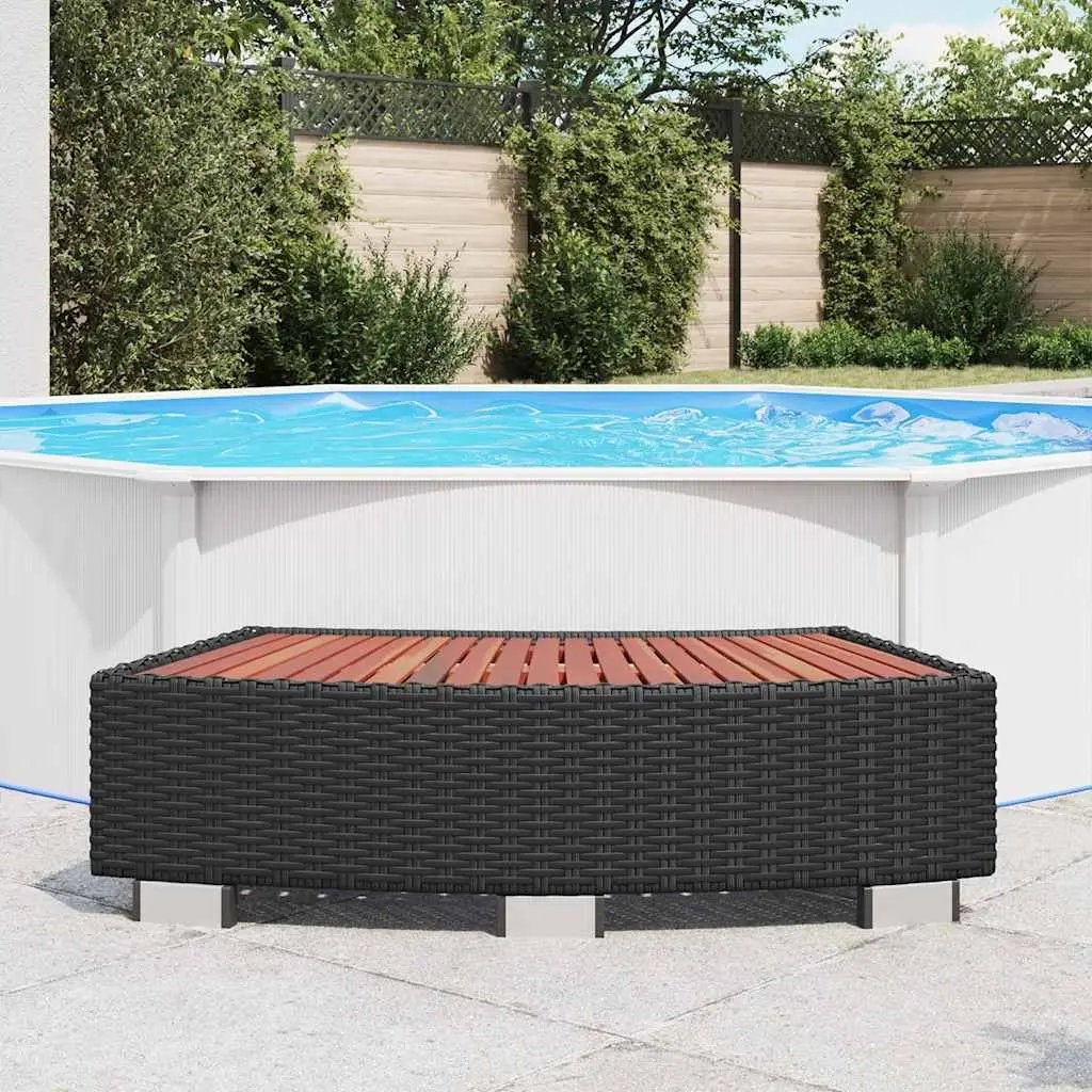 Spa Step Pool Hot Tub Rattan Black 92x45x25cm Outdoor Jacuzzi Access Ladder