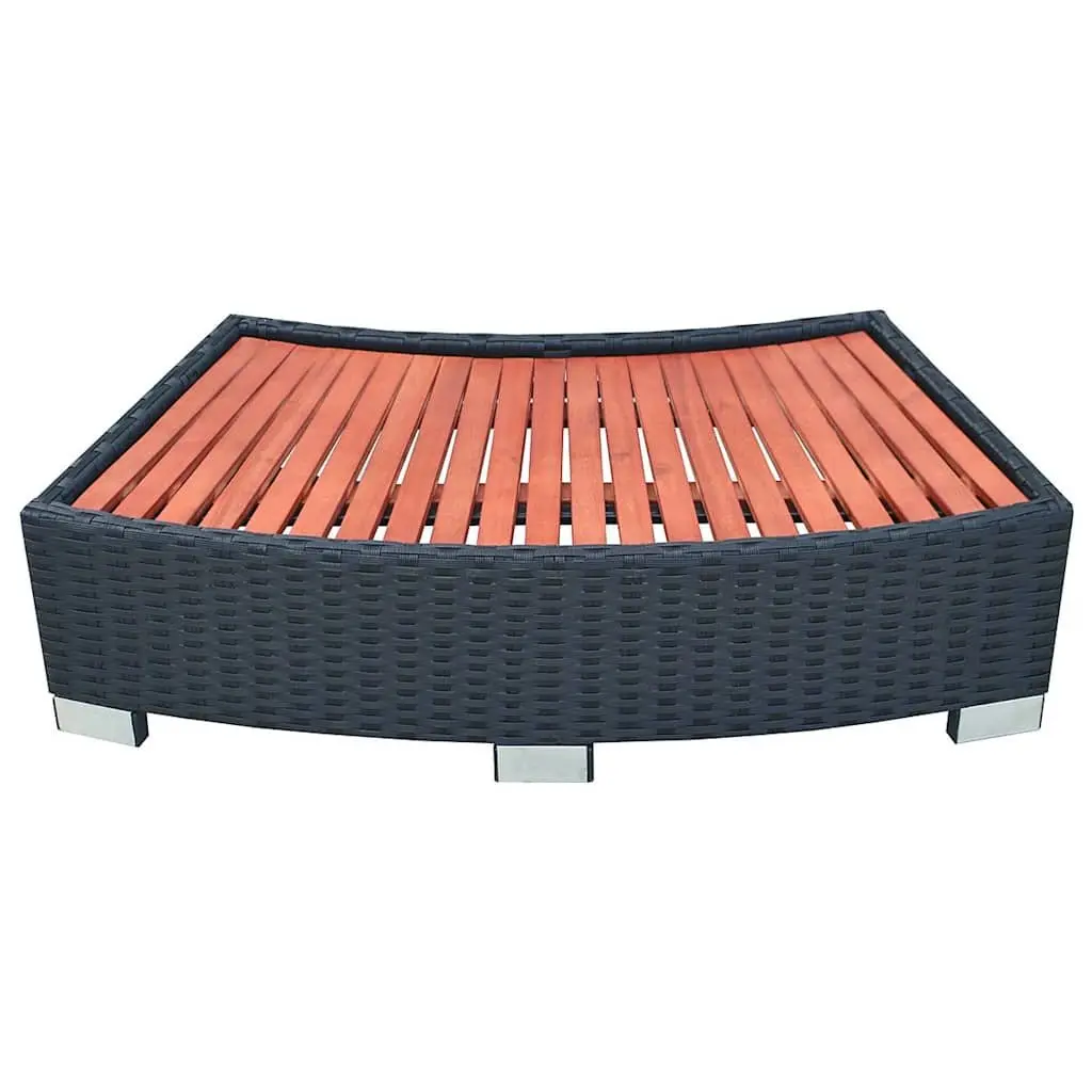 Spa Step Pool Hot Tub Rattan Black 92x45x25cm Outdoor Jacuzzi Access Ladder