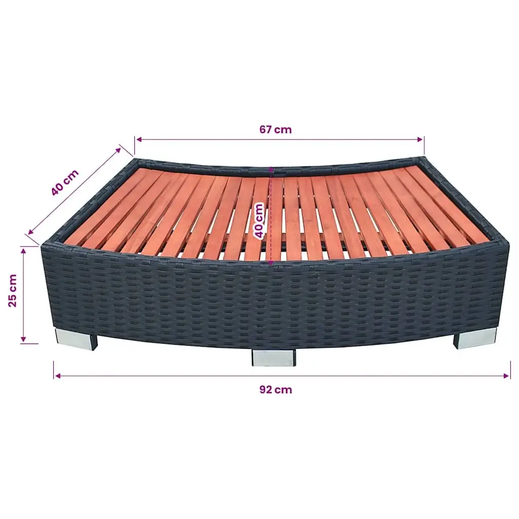 Spa Step Pool Hot Tub Rattan Black 92x45x25cm Outdoor Jacuzzi Access Ladder