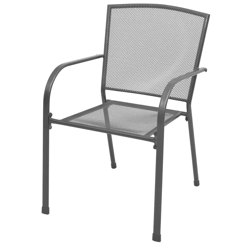 Stackable Garden Chairs 2 pcs Steel Mesh Design Outdoor Dining Seating