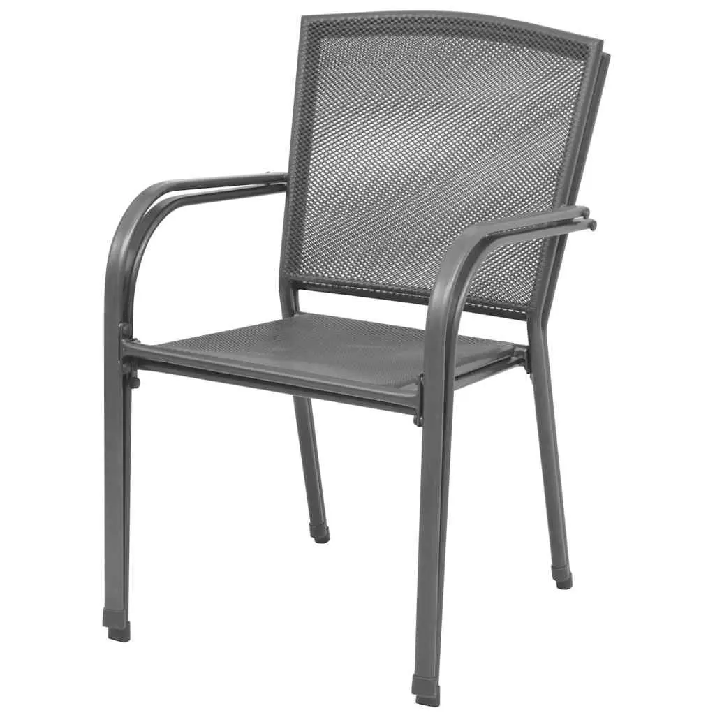 Stackable Garden Chairs 2 pcs Steel Mesh Design Outdoor Dining Seating