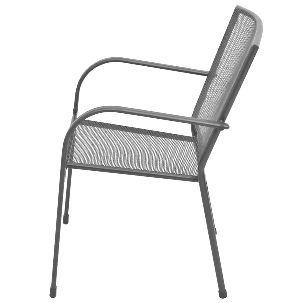Stackable Garden Chairs 2 pcs Steel Mesh Design Outdoor Dining Seating