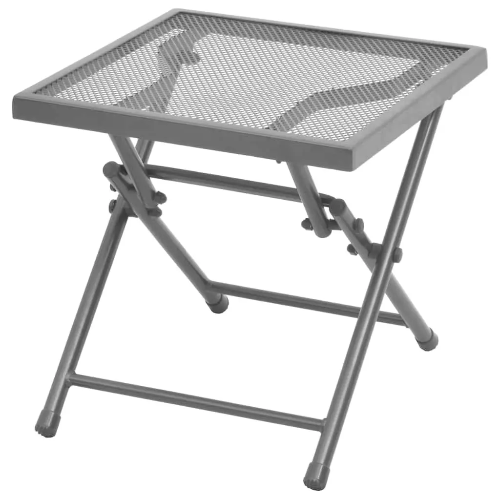 Sun Loungers Set 2 pcs with Folding Table Steel Mesh Anthracite Outdoor Seating