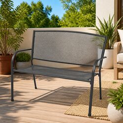Outdoor Garden Bench 108cm Steel Mesh Anthracite Patio Seating Industrial Style