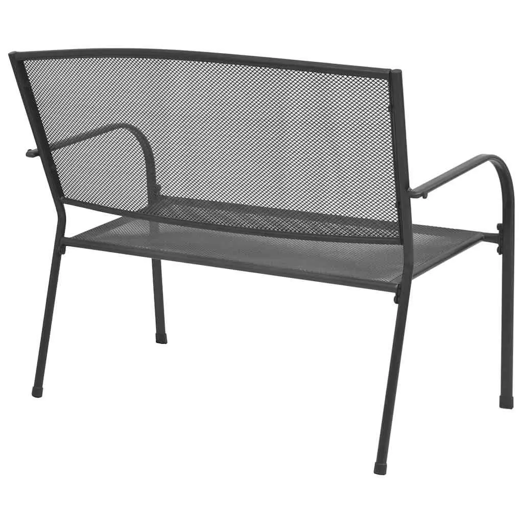 Garden Bench Outdoor Patio 108cm Steel Mesh Anthracite Industrial Style