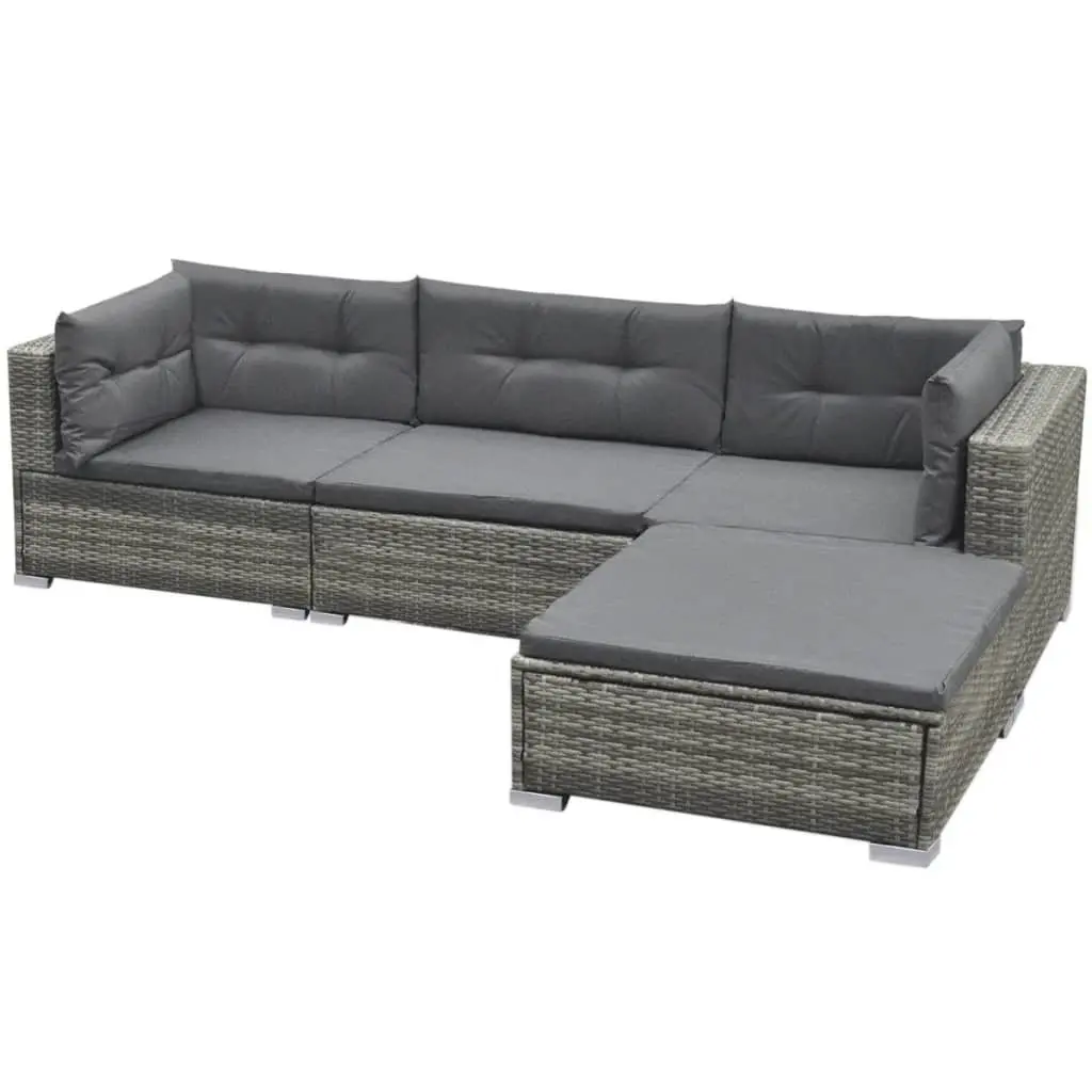 Garden Lounge Set 5 Piece Outdoor Furniture Poly Rattan Sofa Grey Patio