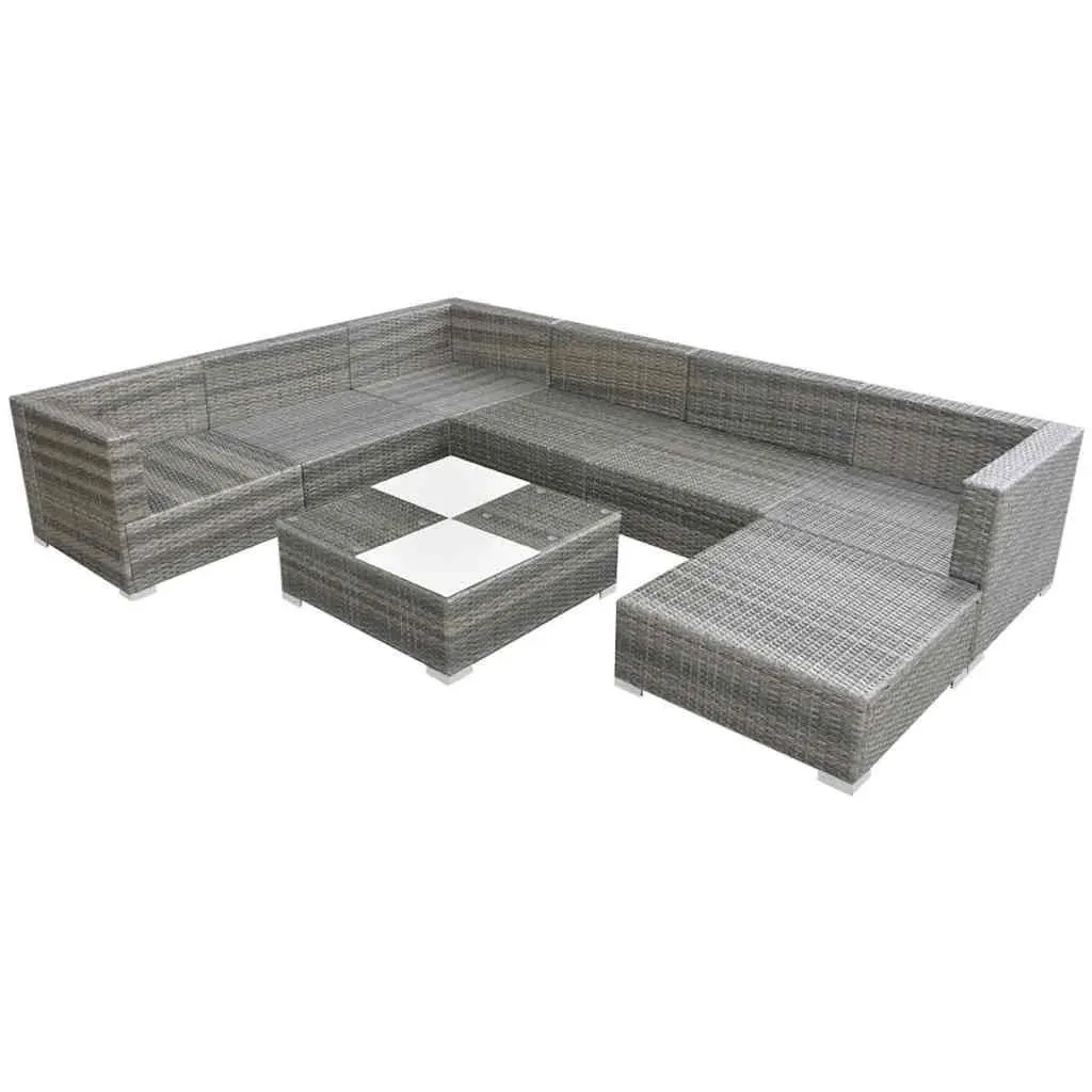 8 Piece Outdoor Lounge Set Grey Poly Rattan Sofa Patio Garden Furniture
