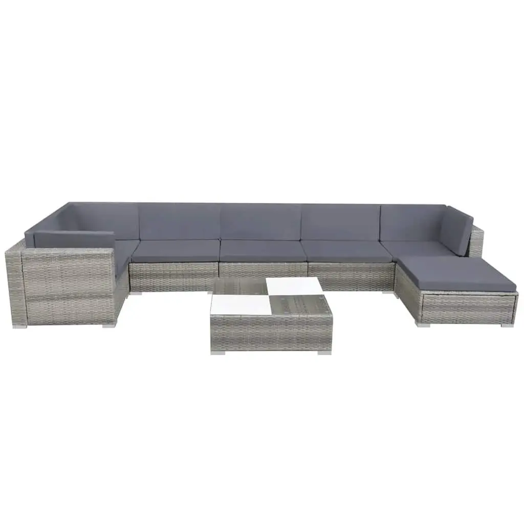 8 Piece Outdoor Lounge Set Grey Poly Rattan Sofa Patio Garden Furniture
