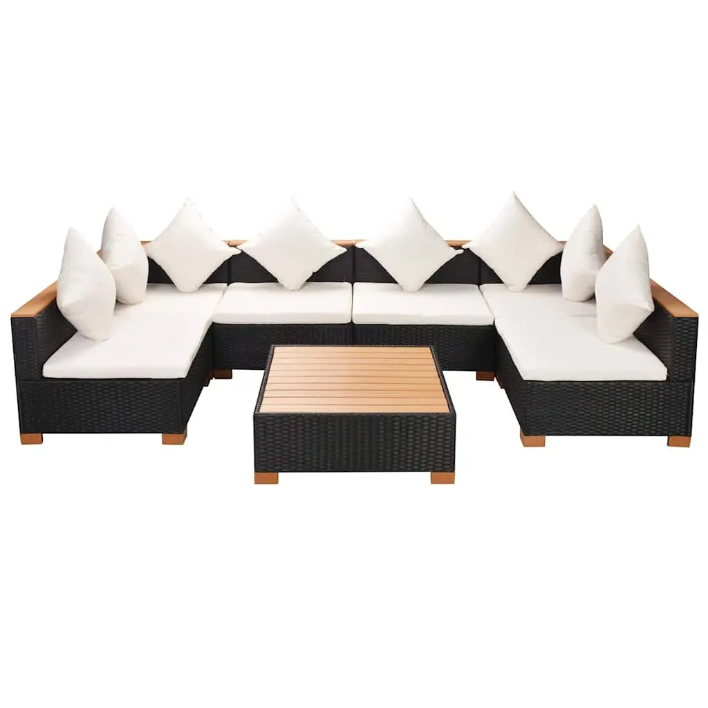 7 Piece Outdoor Garden Lounge Set Poly Rattan Sofa Patio Furniture with Cushions