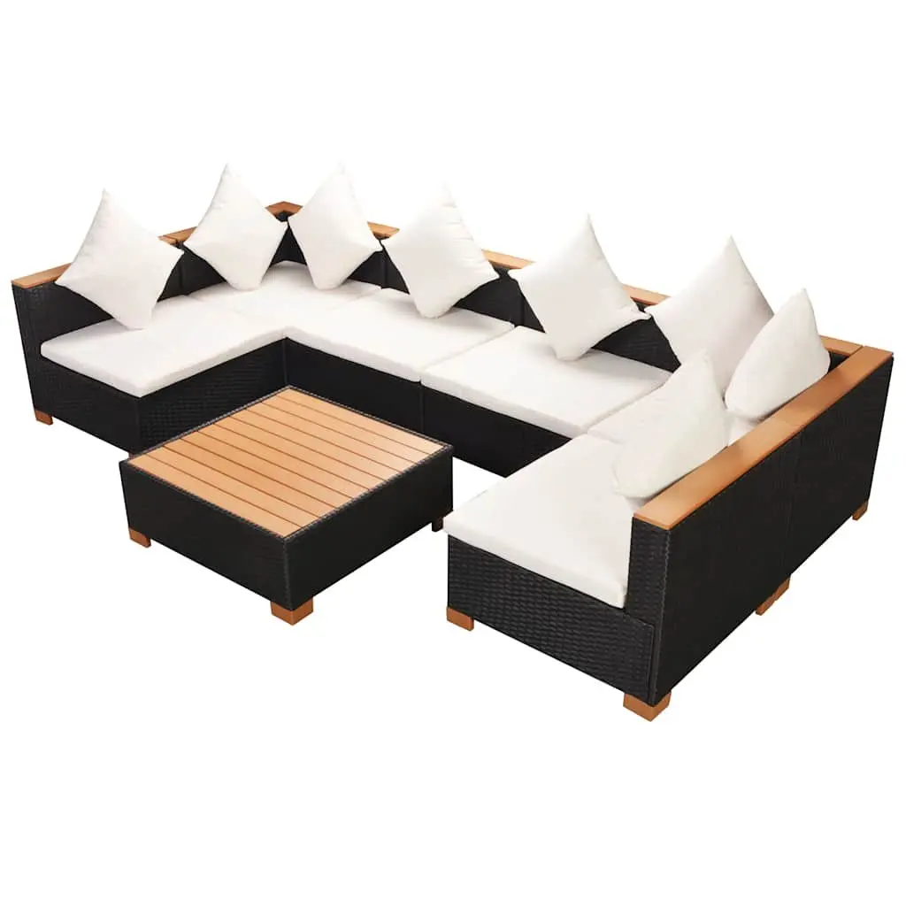 7 Piece Outdoor Garden Lounge Set Poly Rattan Sofa Patio Furniture with Cushions