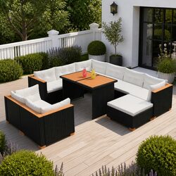 Garden Lounge Set - 10 Piece Poly Rattan Sofa