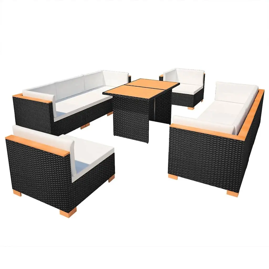 Garden Lounge Set 10 Piece Outdoor Furniture Poly Rattan Sofa Dining Cushions