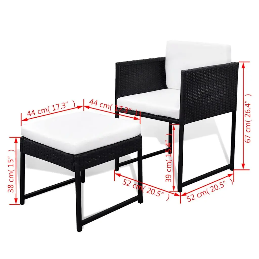 Outdoor Dining Set 13 Piece Rattan Garden Furniture Black Chairs Stools Table