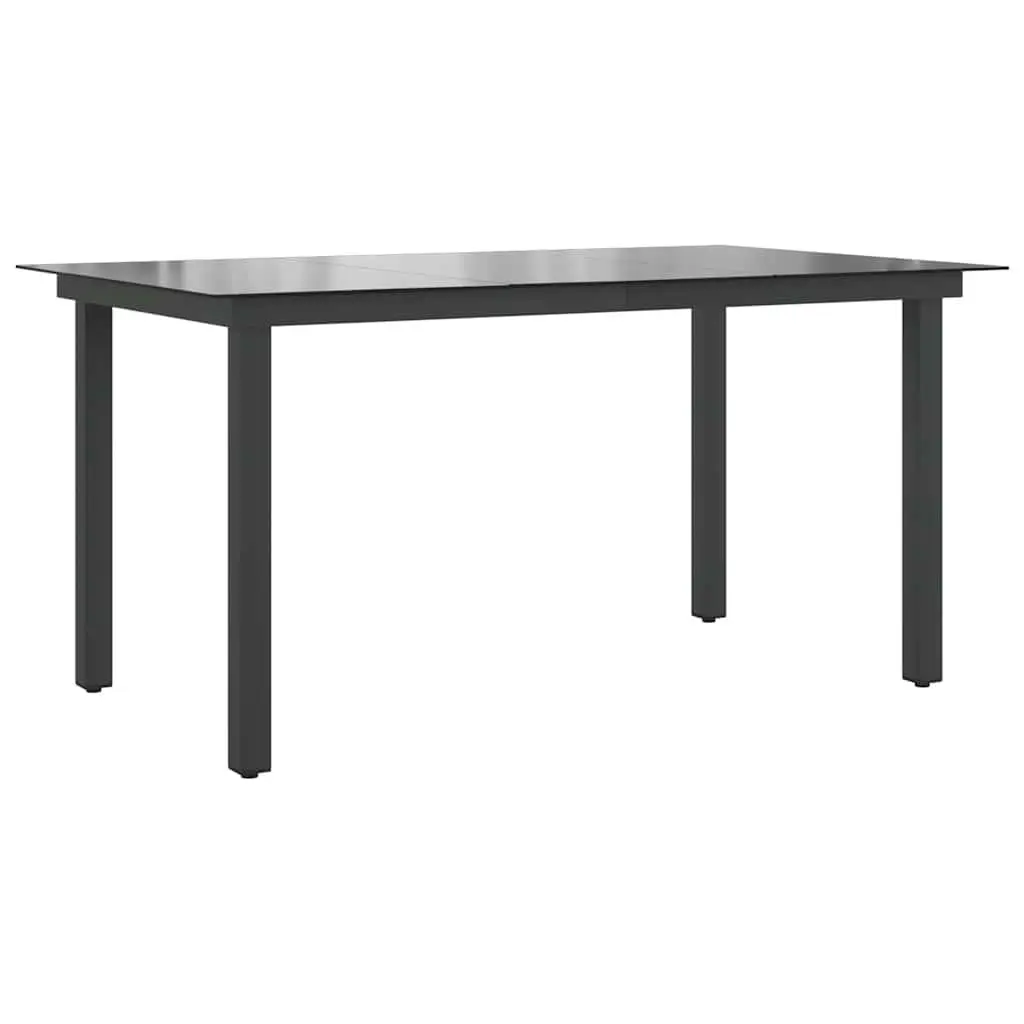 Garden Dining Table Black Aluminium Frame Glass Top Outdoor Patio Furniture
