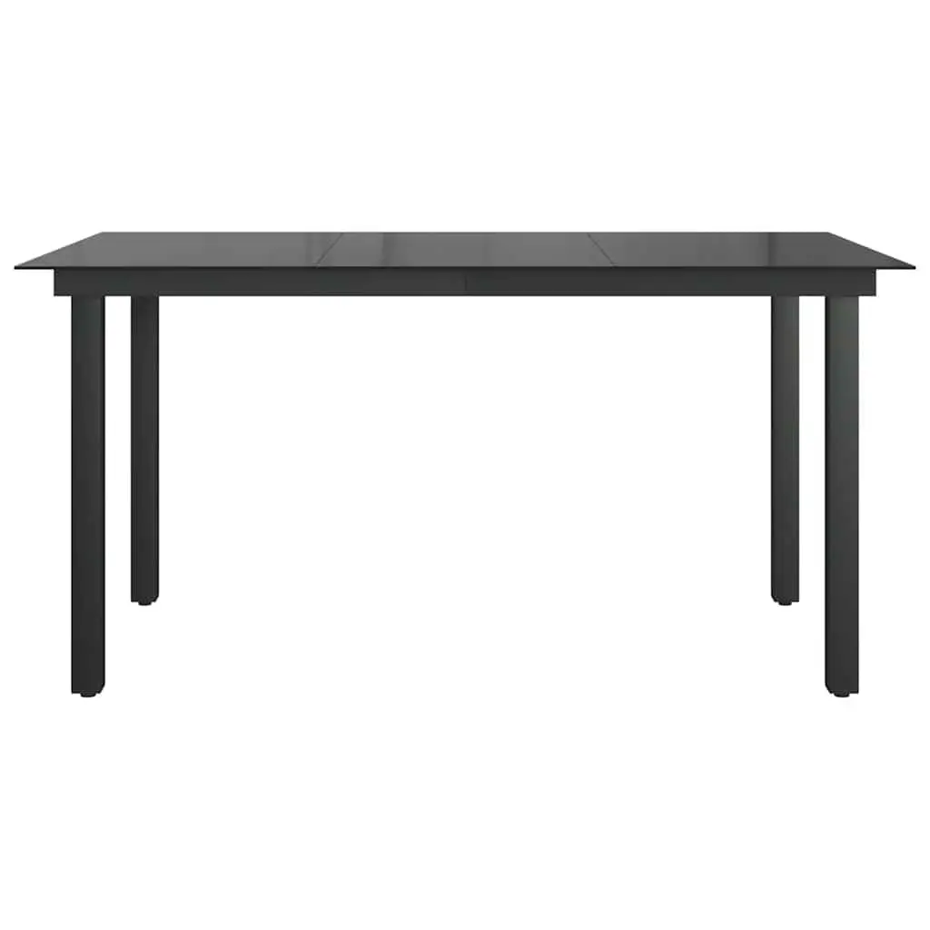 Garden Dining Table Black Aluminium Frame Glass Top Outdoor Patio Furniture