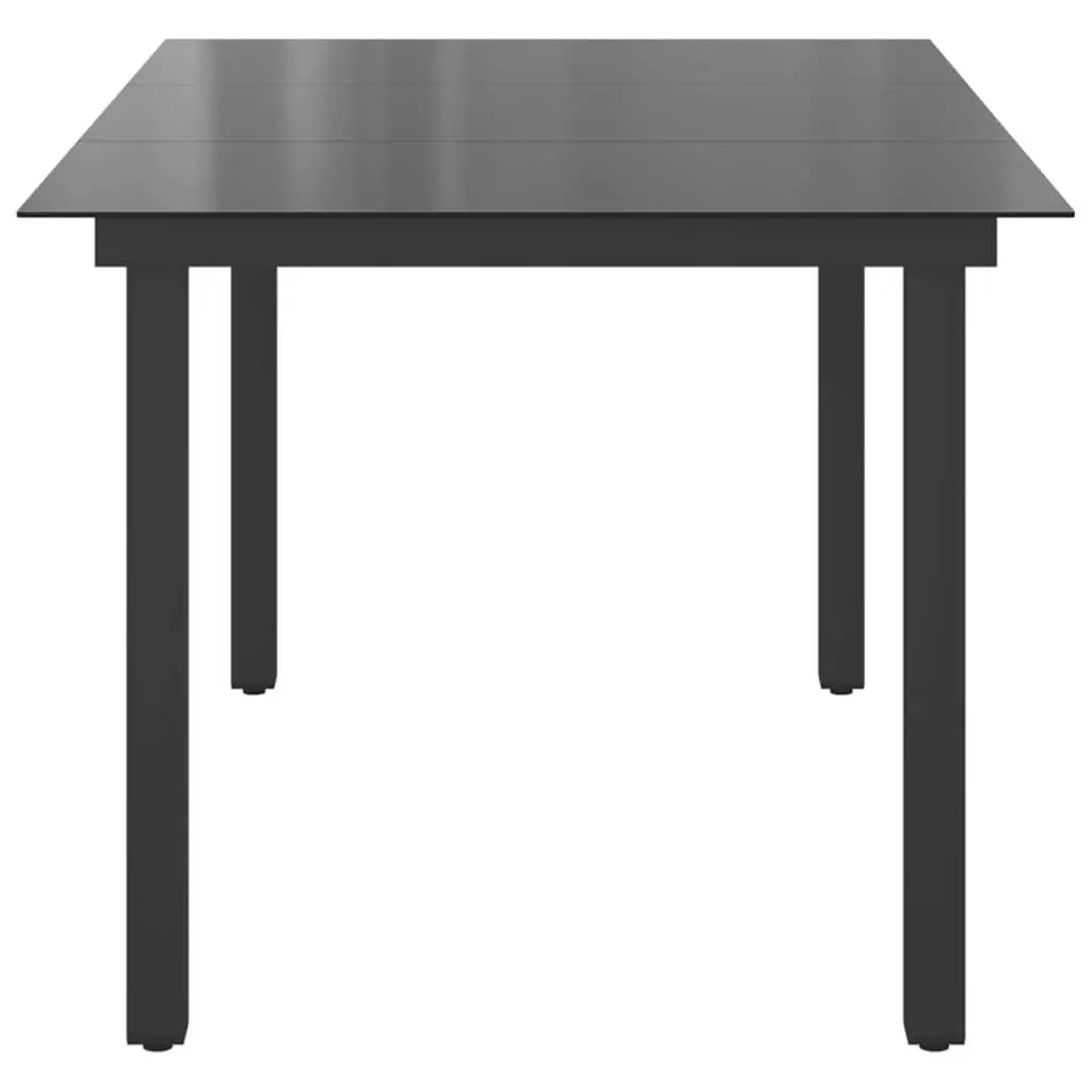Garden Dining Table Black Aluminium Frame Glass Top Outdoor Patio Furniture