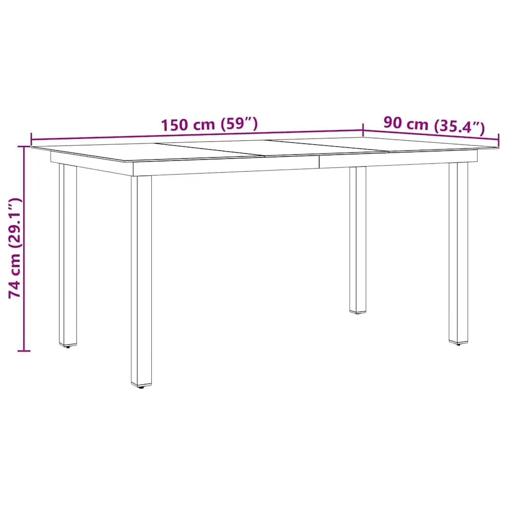 Garden Dining Table Black Aluminium Frame Glass Top Outdoor Patio Furniture