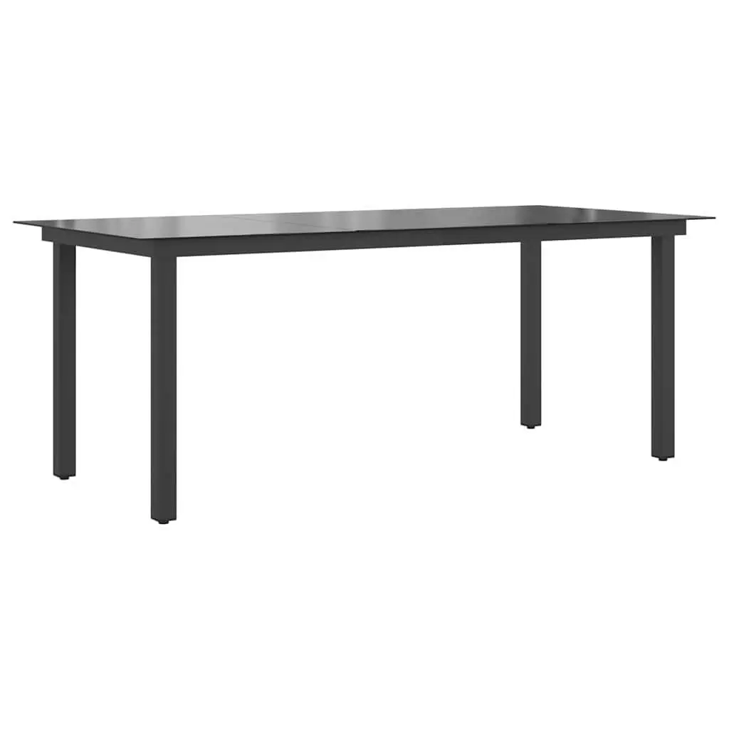 Outdoor Dining Table Black Glass Top Weather Resistant Garden Patio Furniture