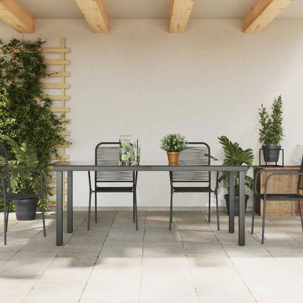 Outdoor Dining Table Black Glass Top Weather Resistant Garden Patio Furniture