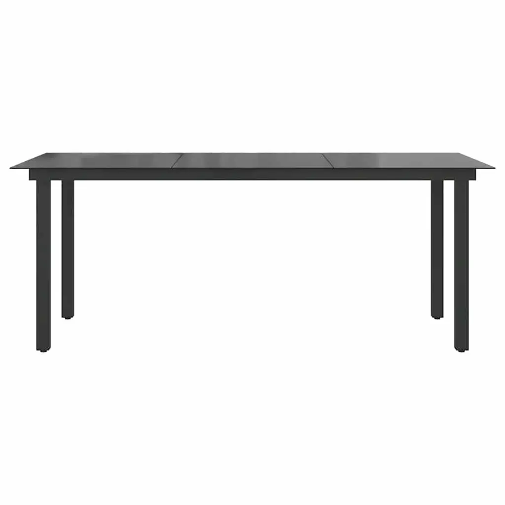 Outdoor Dining Table Black Glass Top Weather Resistant Garden Patio Furniture