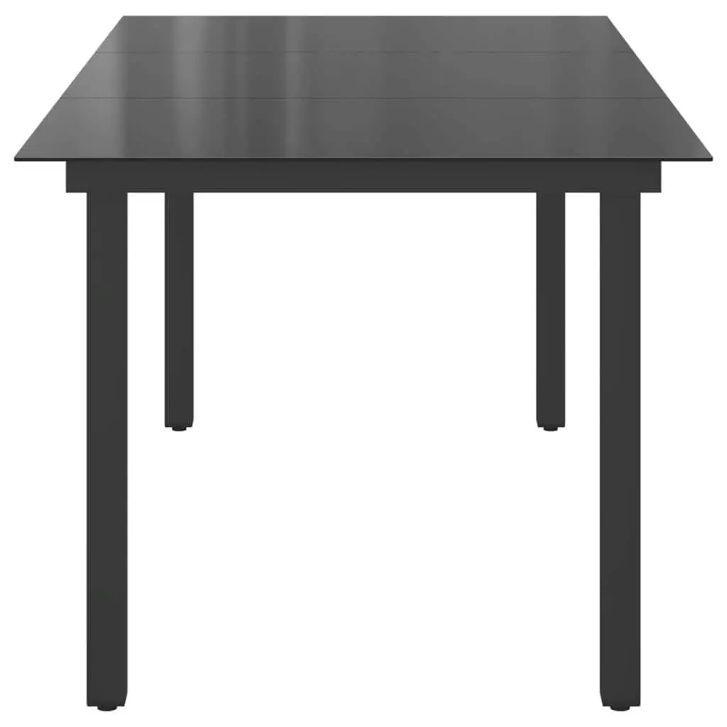 Outdoor Dining Table Black Glass Top Weather Resistant Garden Patio Furniture