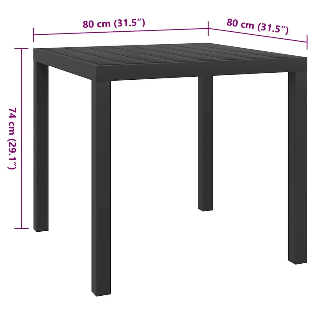 Outdoor Garden Table for Patio 80x80x74cm Black Weather Resistant
