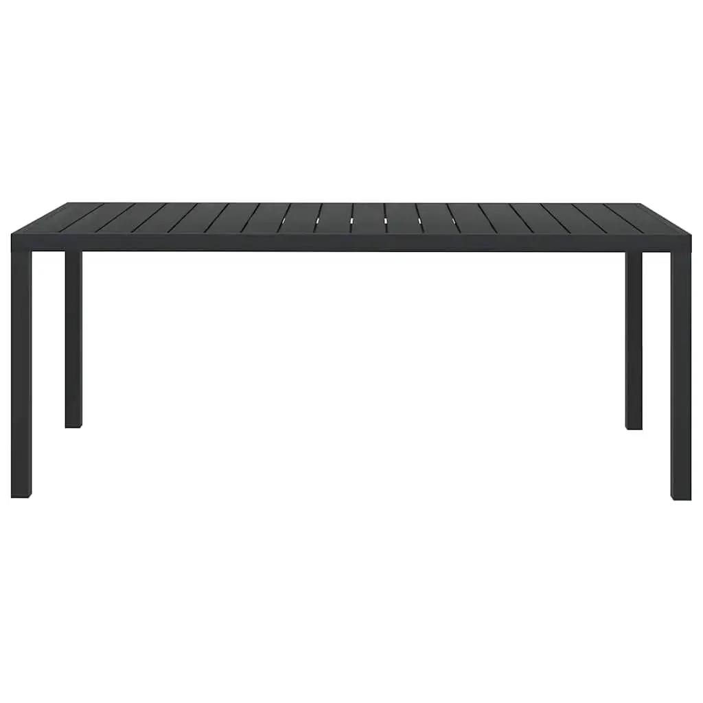Aluminium Frame Outdoor Dining Table Black 185x90x74cm Weather Resistant for Patio and Garden