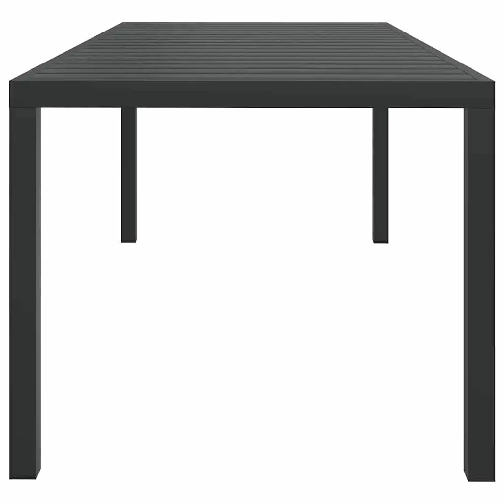 Aluminium Frame Outdoor Dining Table Black 185x90x74cm Weather Resistant for Patio and Garden