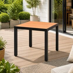 Brown Aluminium Frame Garden Table 80 x 80 x 74 cm