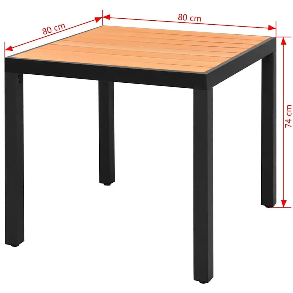Brown Aluminium Frame Garden Table 80 x 80 x 74 cm