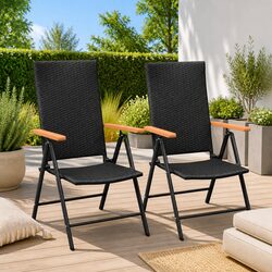 Outdoor Stackable Garden Chairs Set 2 pcs Reclining Patio Seating Folding