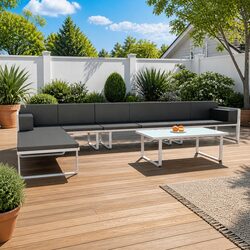 5 Piece Outdoor Lounge Set: Aluminium Frame & Cushions