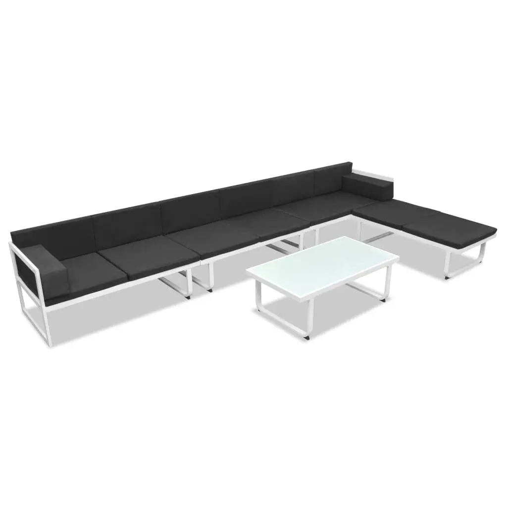 Black Outdoor Lounge Set Patio Sofa Coffee Table 5 Piece Textilene Seating Aluminium Frame