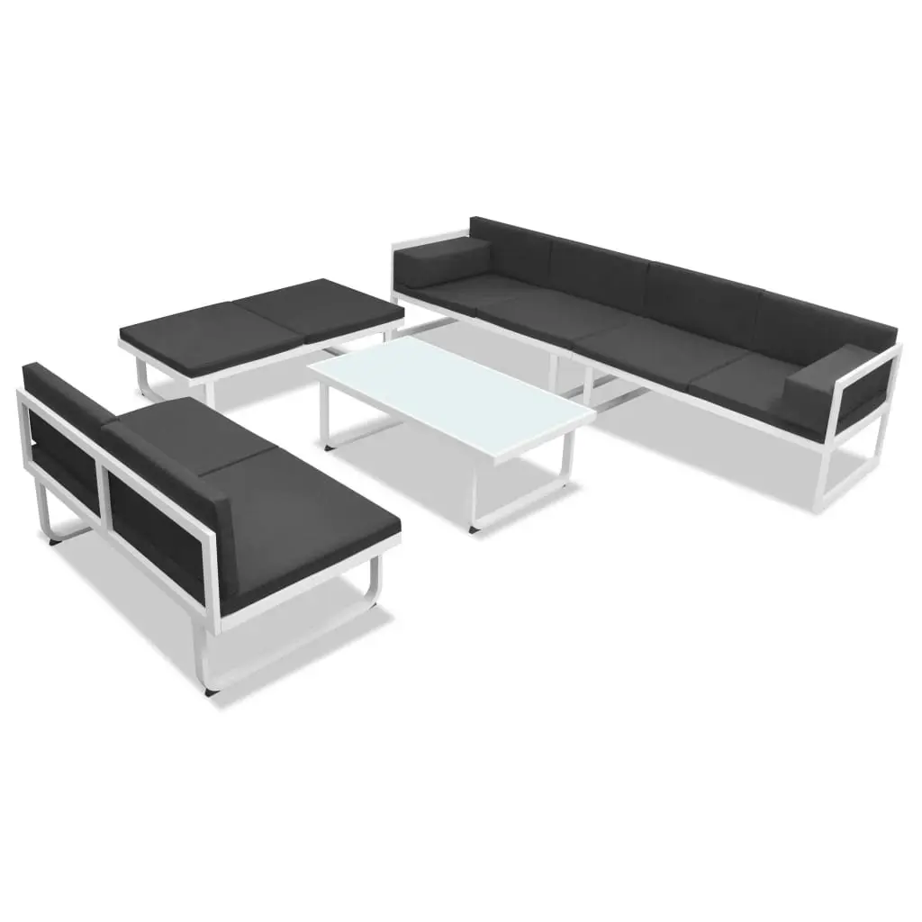 Black Outdoor Lounge Set Patio Sofa Coffee Table 5 Piece Textilene Seating Aluminium Frame