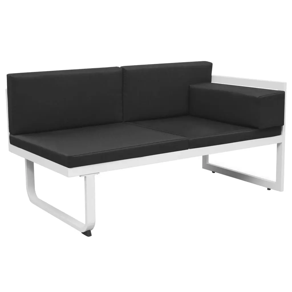 Black Outdoor Lounge Set Patio Sofa Coffee Table 5 Piece Textilene Seating Aluminium Frame